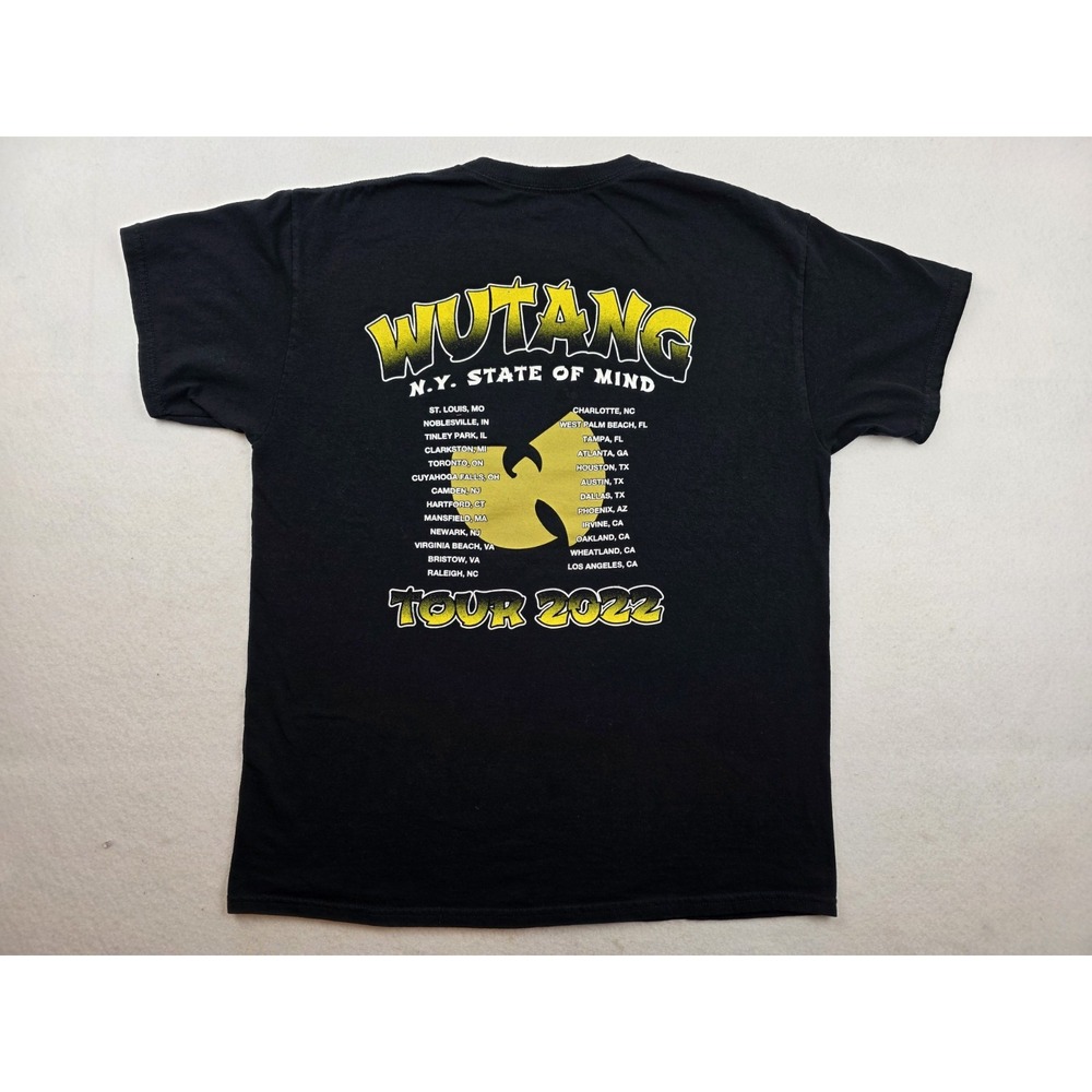 Wu Tang Clan OG Logo NY State Of Mind 2022 Tour Double Sided Size Large Rap‎ Tee